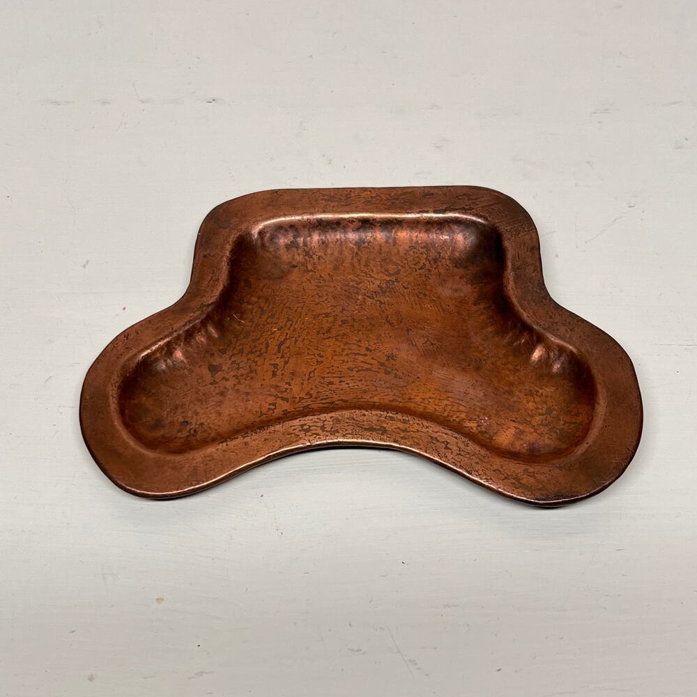 Vintage Moroccan Hammered Copper Ashtray Trinket Tray